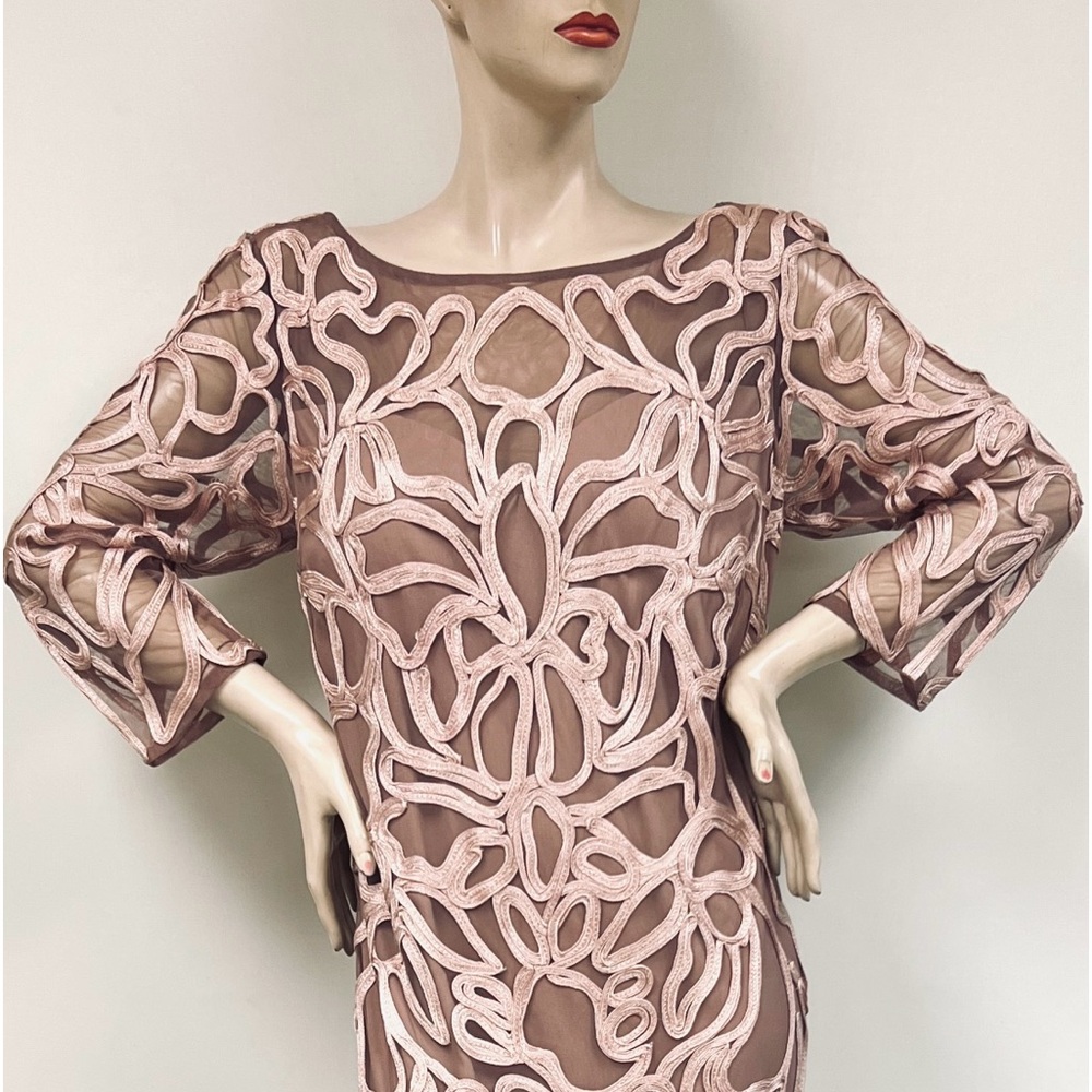 JS collections modern soutache 3/4 sleeves V-Back long dress - Picture 10 of 14